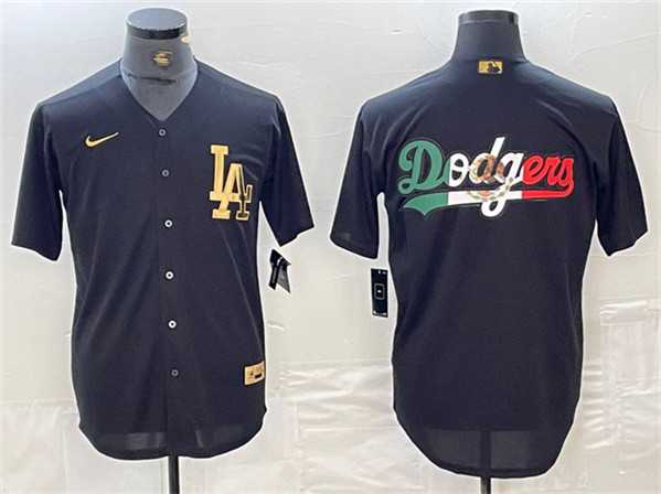 Mens Los Angeles Dodgers Team Big Logo Black Cool Base Stitched Baseball Jersey->los angeles dodgers->MLB Jersey